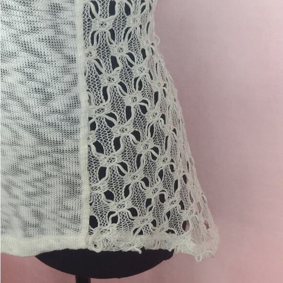 Cato Lace Crochet Detail 3/4 Sleeve Top Size Medium Ivory Cream - Picture 3 of 4